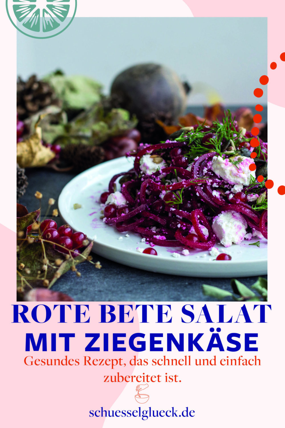 Rote Bete Salat mit gerösteten Kernen, Johannisbeeren und Ziegenkäse