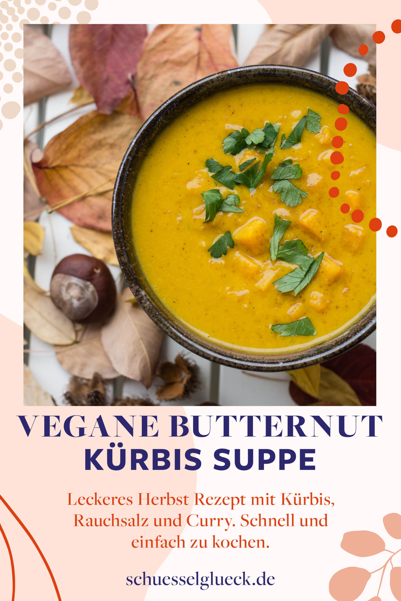 Würzige, vegane Butternut Kürbissuppe mit Rauchsalz und Curry