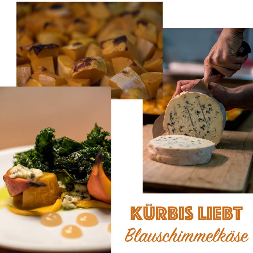 Collage aus Blauschimmelkäse