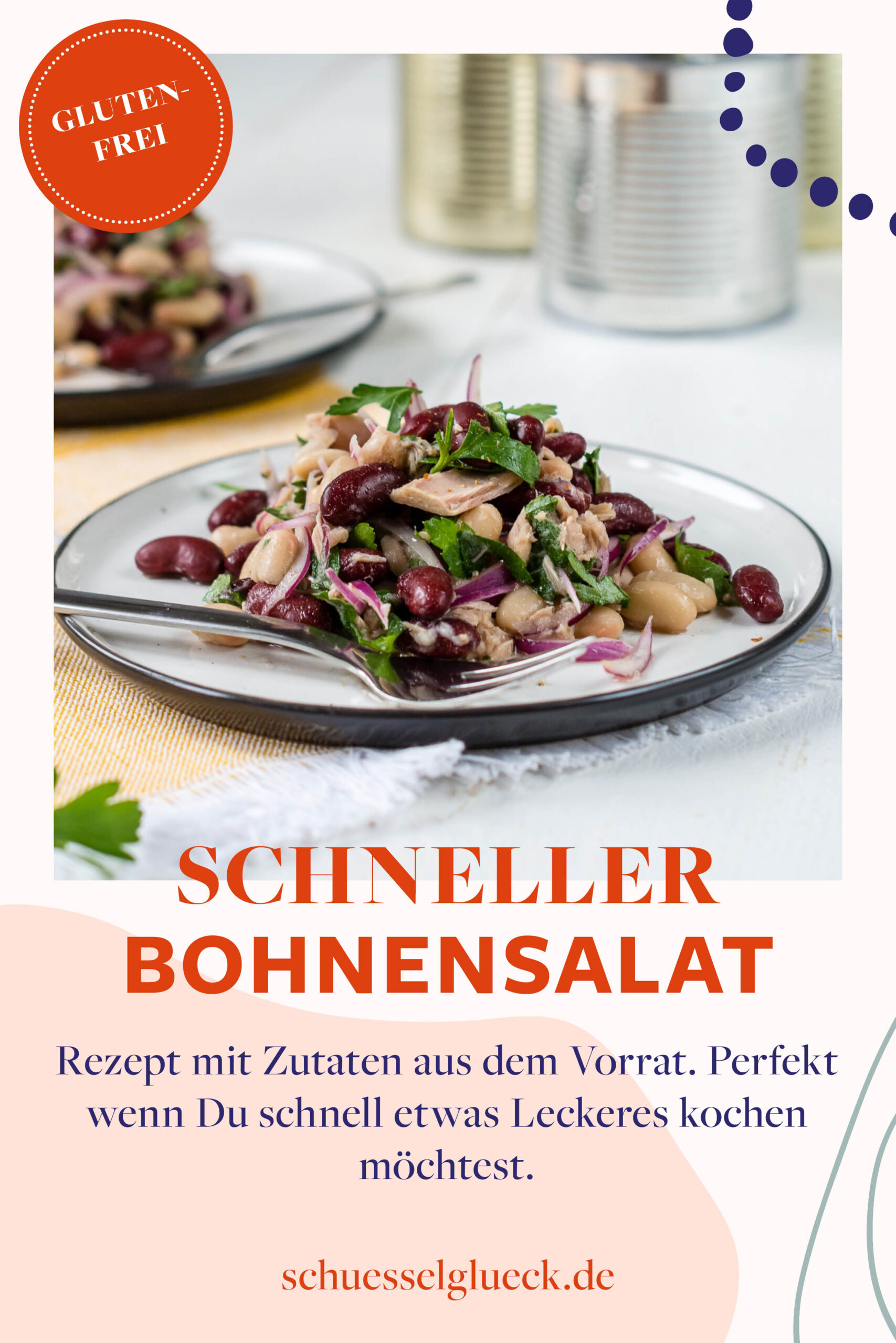 Schneller Bohnensalat mit zweierlei Bohnen, Thunfisch und Zwiebeln