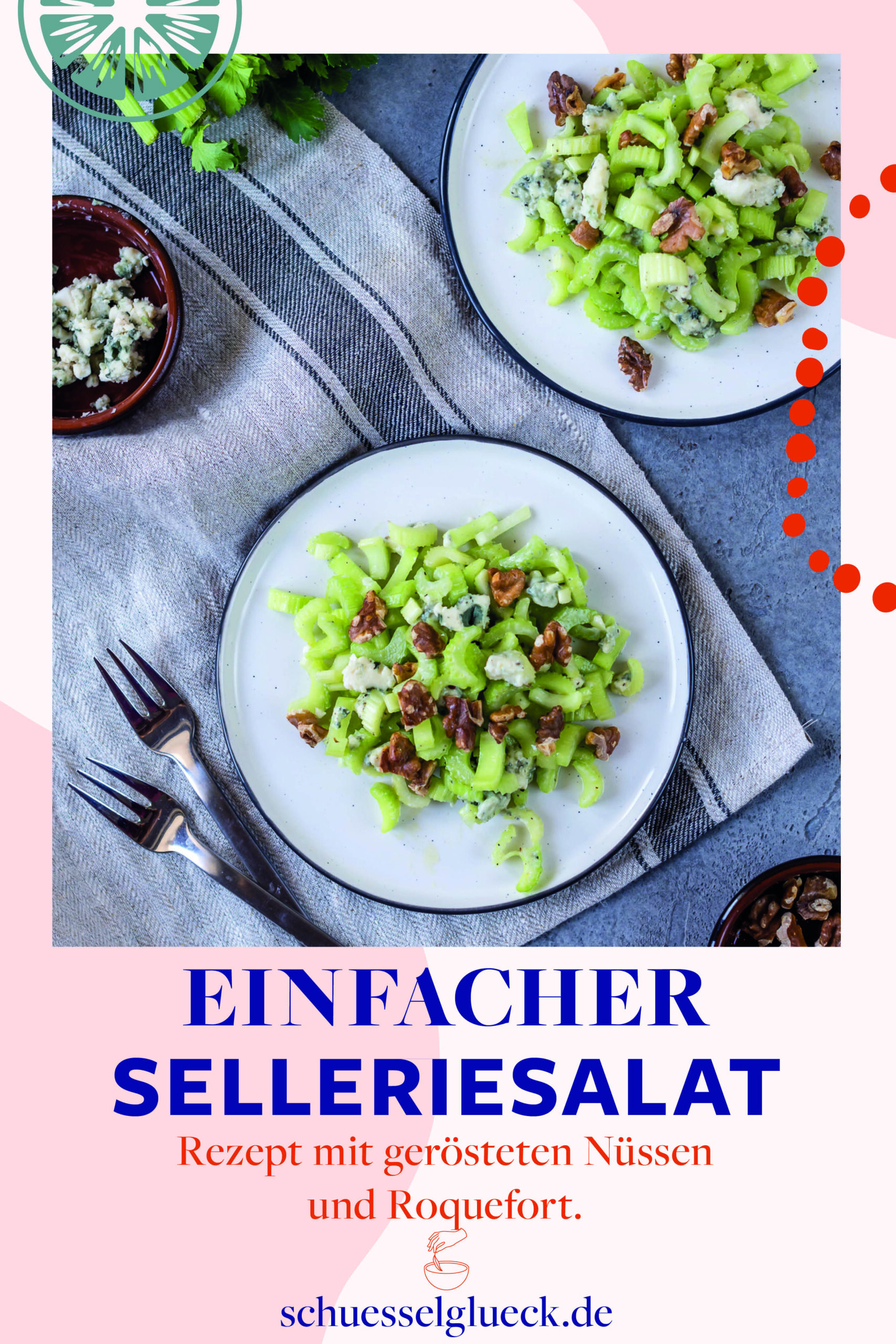 Knallfrischer Selleriesalat mit gerösteten Nüssen & Roquefort