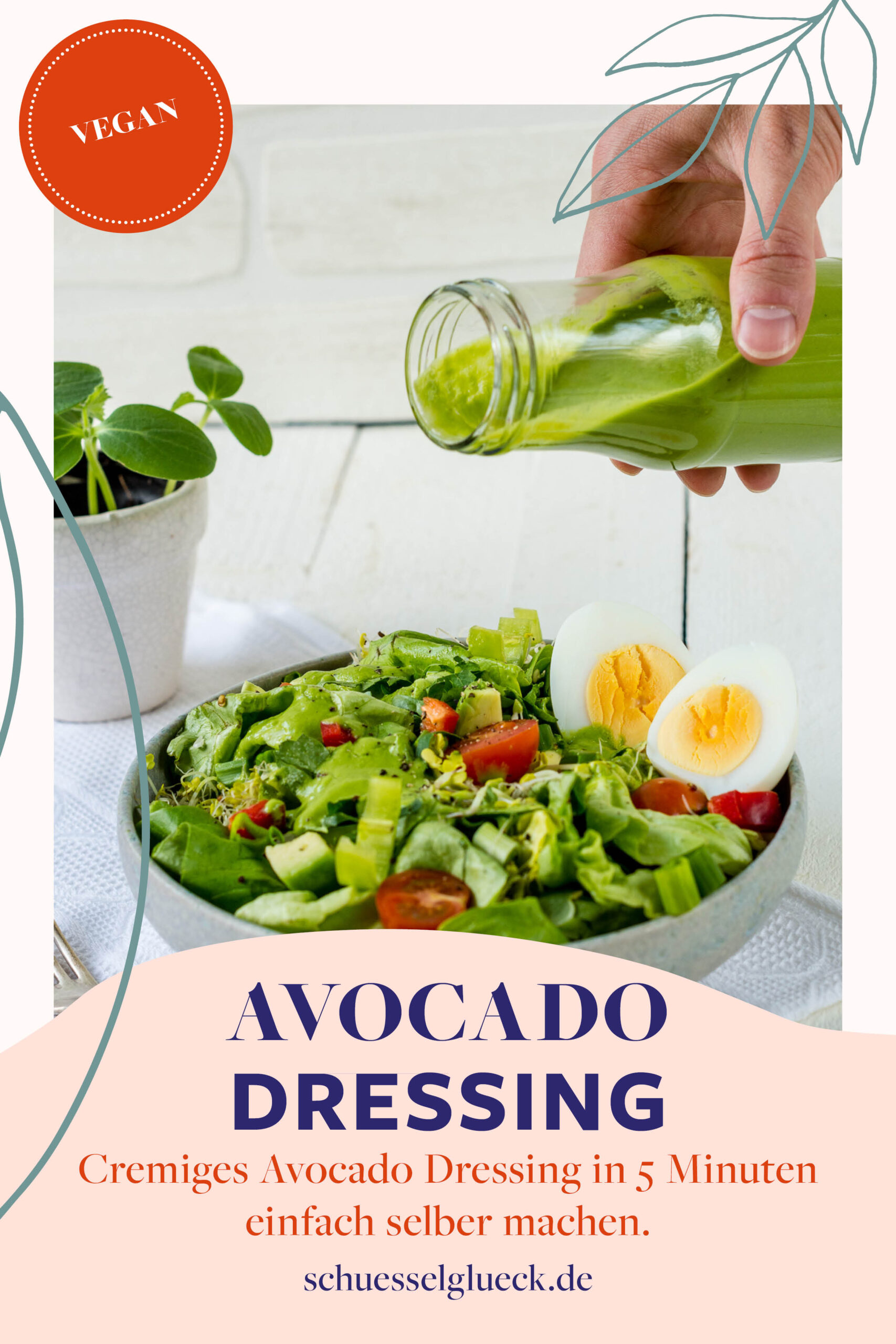 Herrlich cremiges Avocado Dressing mit frischen Kräutern – macht jeden Salat zum Lieblingssalat!