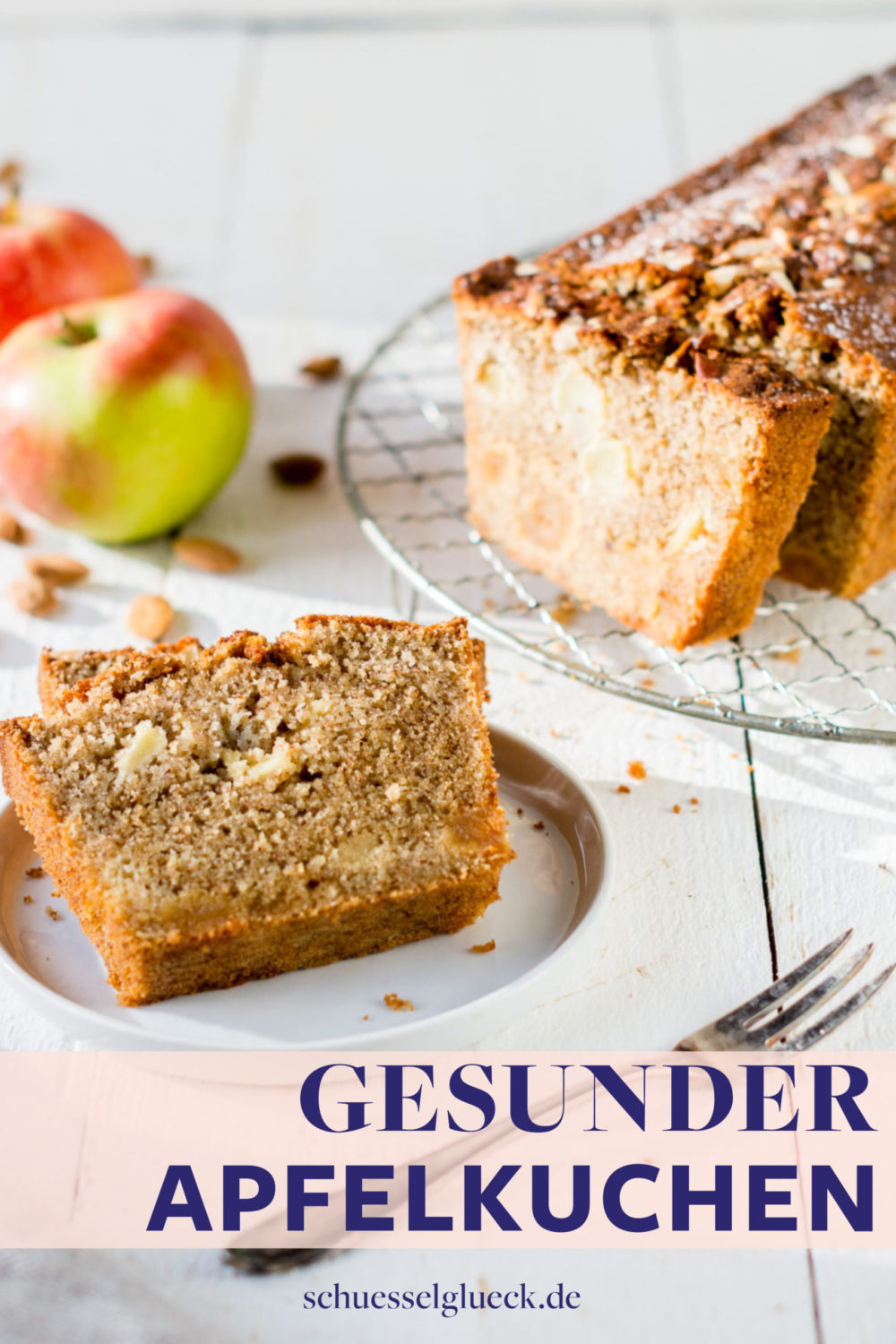 Saftiger, glutenfreier Apfelkuchen mit Mandeln & Marzipan – blitzschneller Kastenkuchen für Gäste!