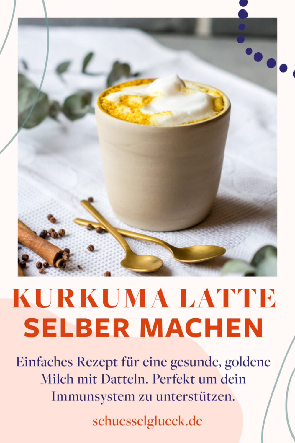 Kurkuma Latte – Goldene Milch mit Datteln, Ingwer und Zimt