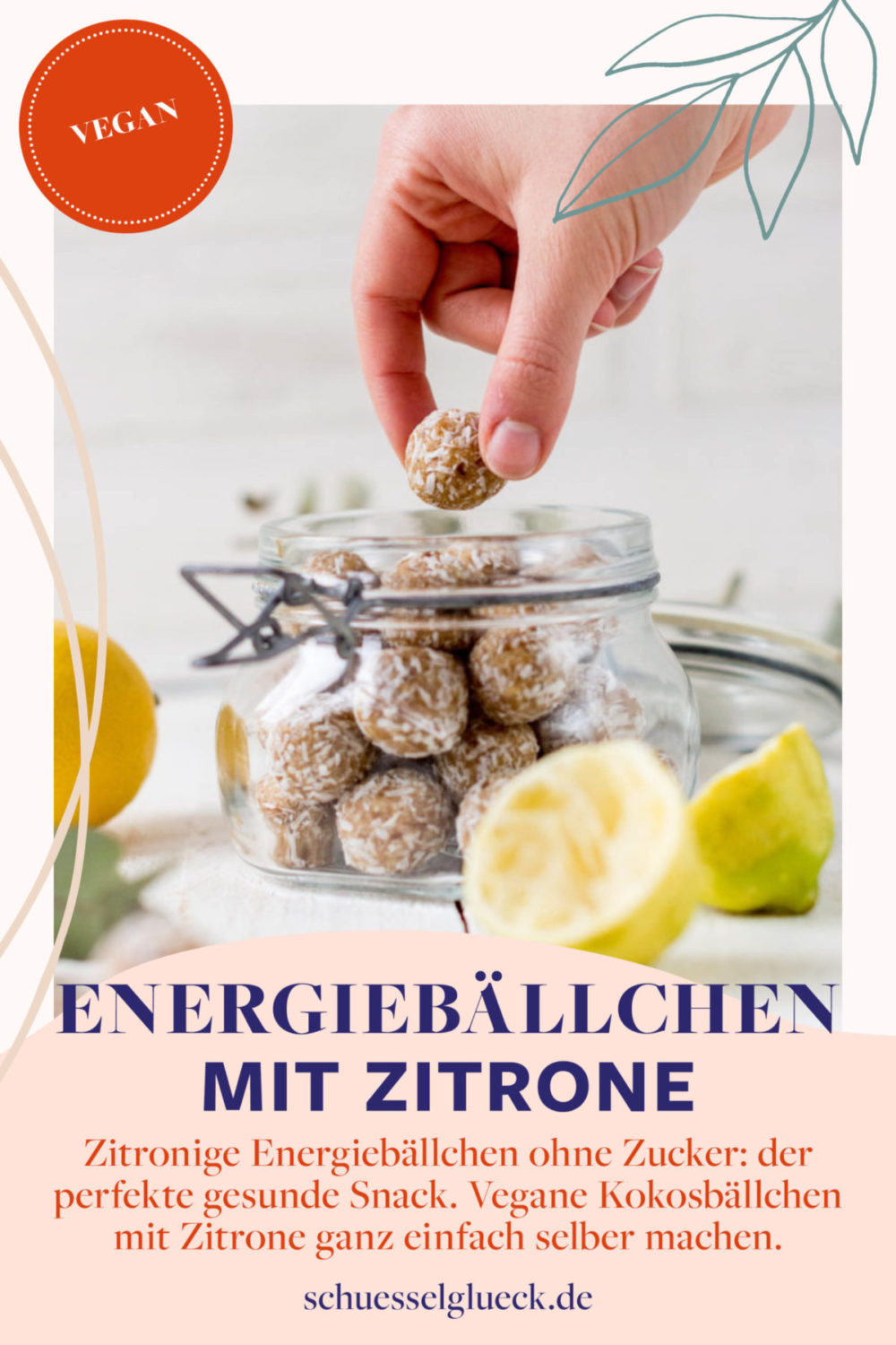 Zitronige Bliss Balls: vegane Energiebällchen mit Kokos