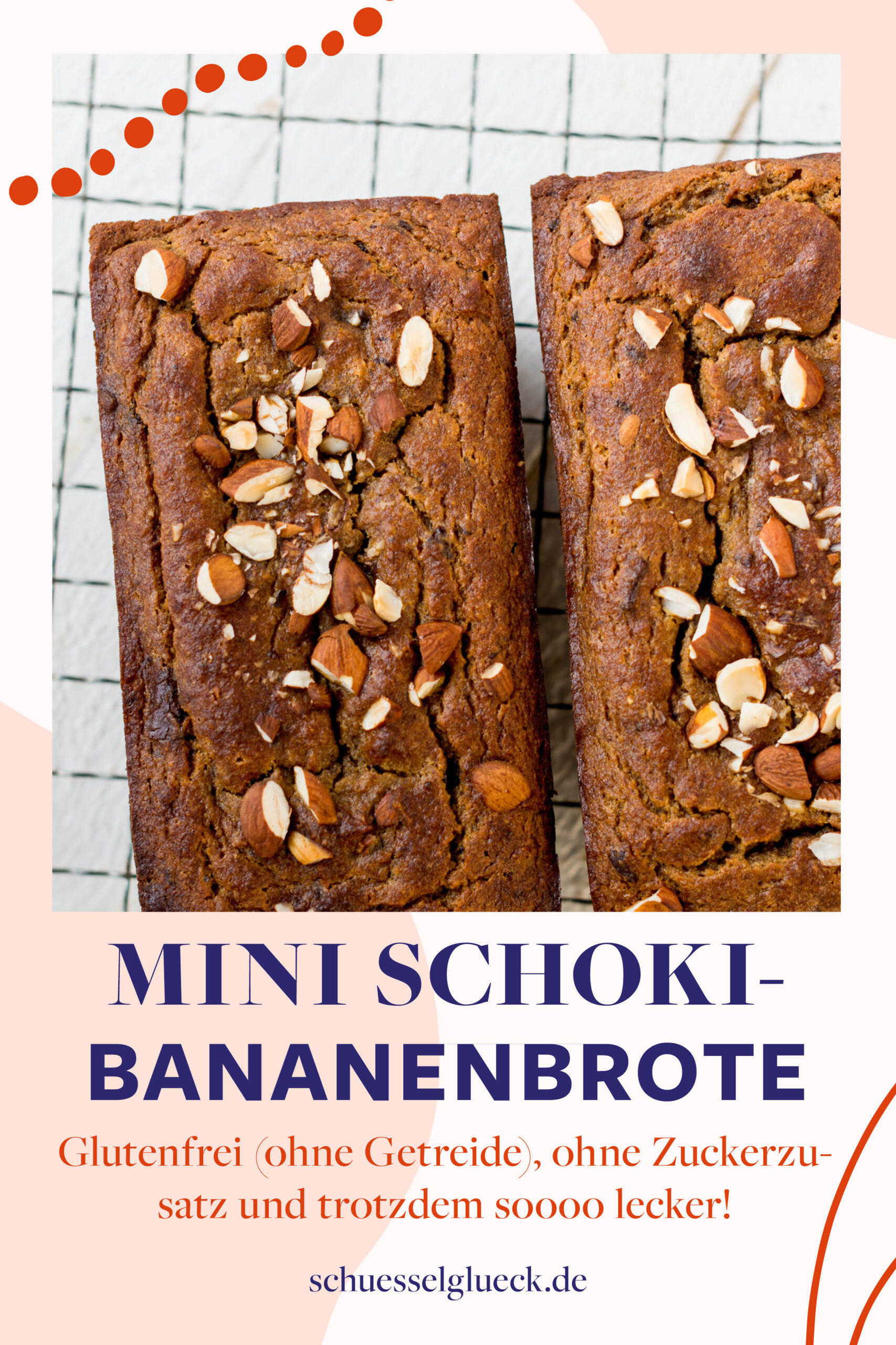 Glutenfreie Mini-Bananenbrote mit Schokolade und Mandeln – perfekt zum Einfrieren!