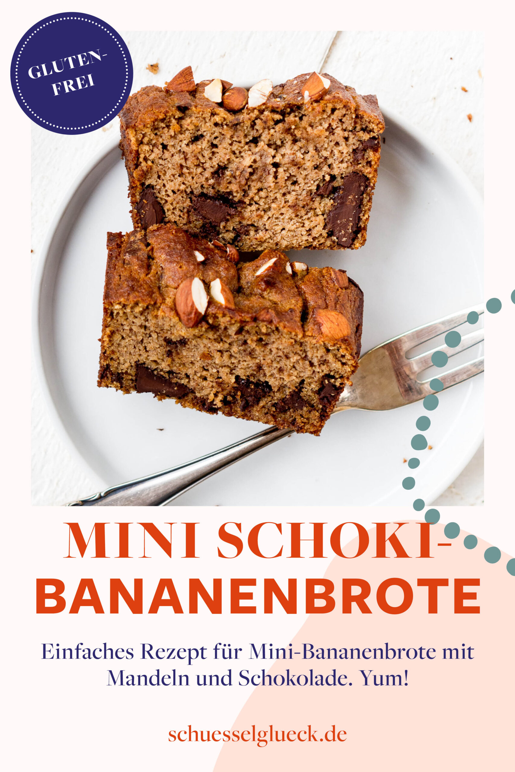 Glutenfreie Mini-Bananenbrote mit Schokolade und Mandeln – perfekt zum Einfrieren!