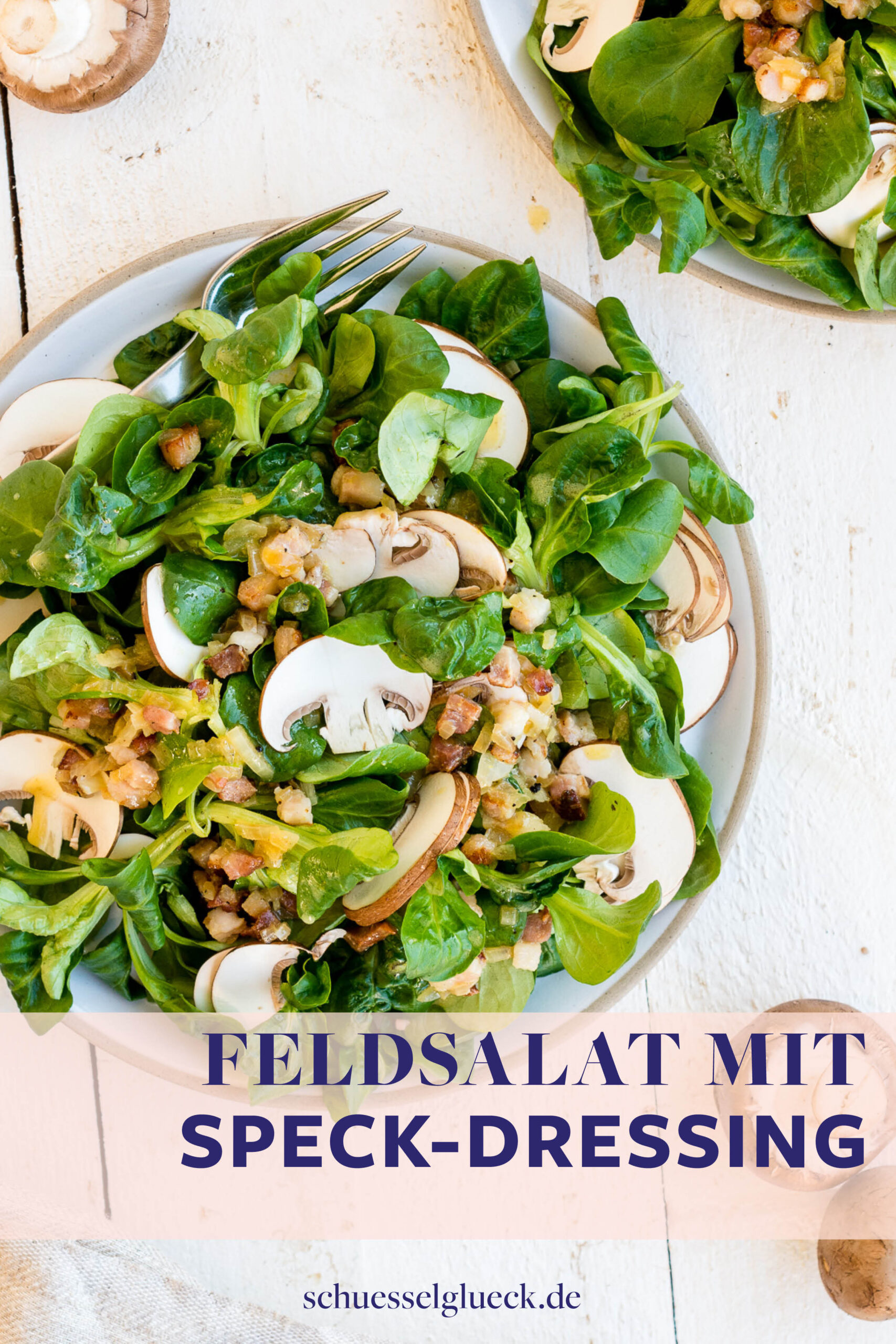 Mein liebster Wintersalat: Freiland Feldsalat mit Champignons und lauwarmem Zwiebel-Speck-Dressing